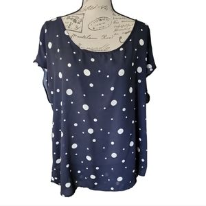 Torrid Navy Polka Dot High/Low Blouse